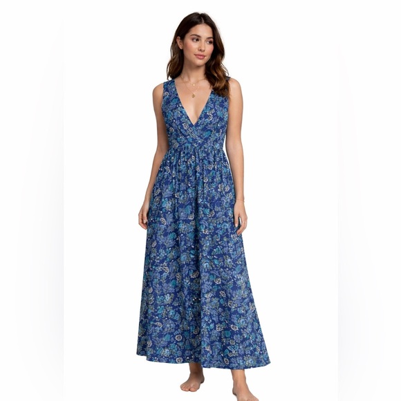 Vintage Cottontail Originals Blue Floral Maxi Dress  Made in USA